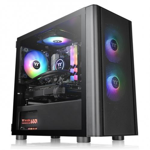 Gabinete Thermaltake V150 TG ARGB, Negro Micro-chassis, Micro ATX/MINI ITX, USB 2.0, sin fuente, 3 ventiladores instalados ARGB