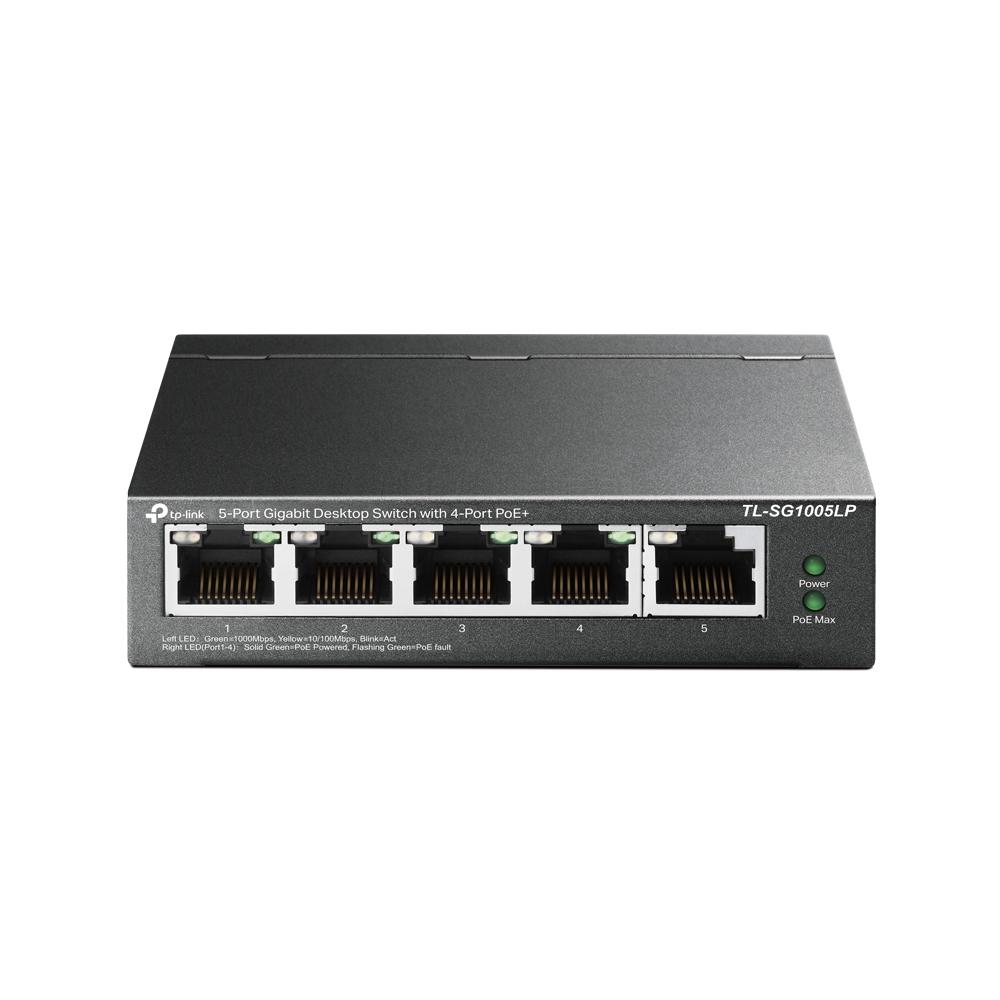 Switch no administrable de 5 puertos 10/100Mbps, con 4 puertos PoE