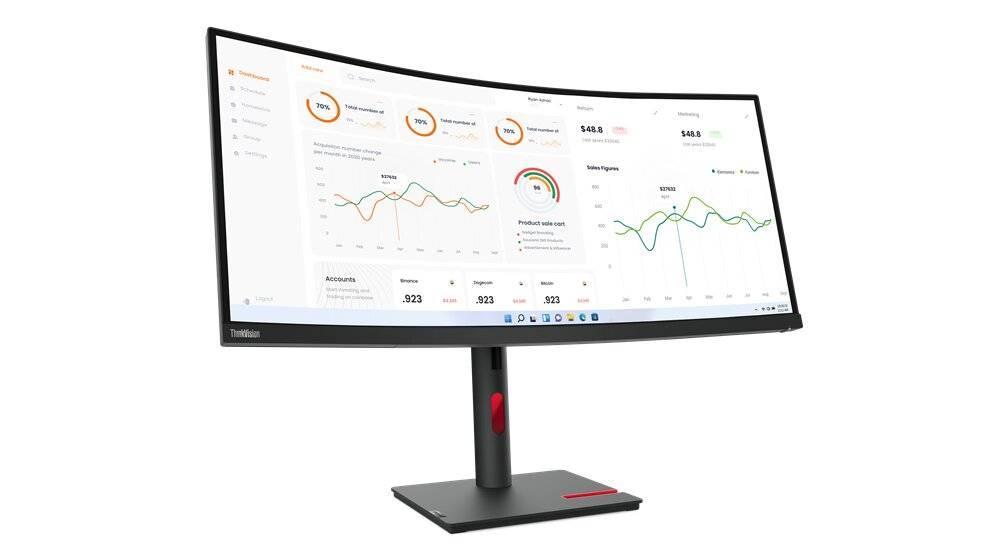 Monitor Lenovo T34W-30, Pantalla 34 Pulgadas Curvo (3440x1440), HDMI, DisplayPort, Garantia 3 años con fabricante.