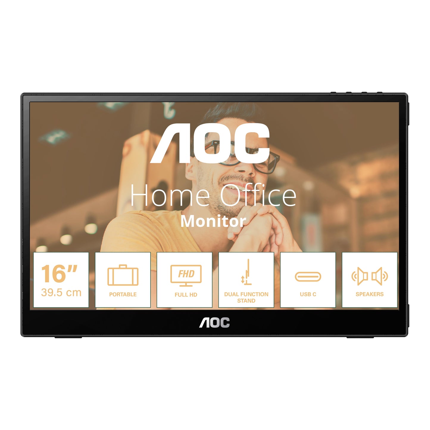 Monitor portátil AOC Modelo 16T3E Led 15.6 Pulgadas (FULL HD) Tiempo de respuesta 4ms