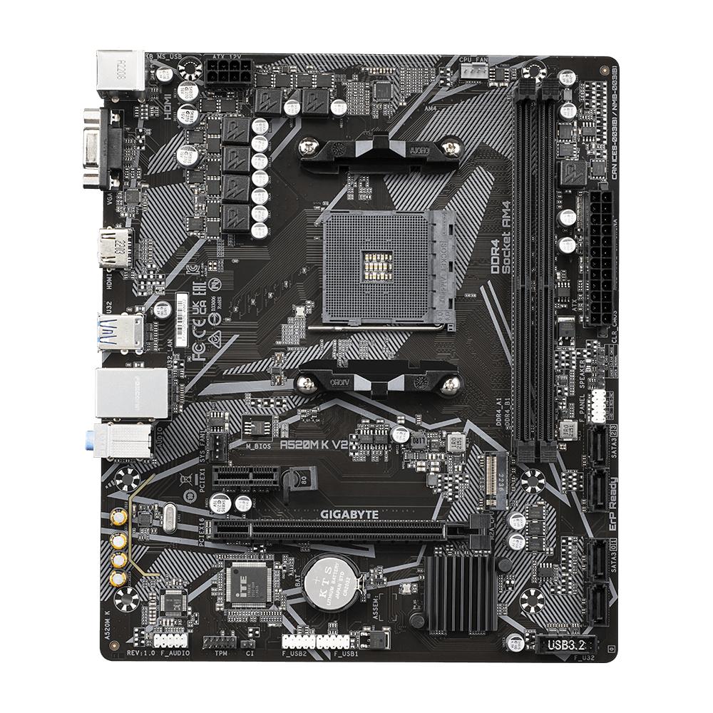 Motherboard GIGABYTE A520M K, DDR4-SDRAM, 64 GB, AMD, Zócalo AM4, Micro ATX