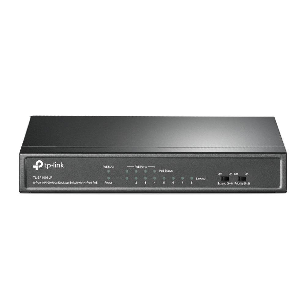 Switch no administrable de 8 puertos 10/100Mbps, con 4 puertos PoE