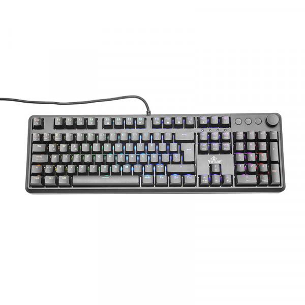 YEYIAN TECLADO GAMER ASWARD SERIE 3000, SWITCH AZUL, 105 TECLAS MECANICAS, 50 MILLONES DE PULSACION, BOTONES ILUMINADOS CUSTOM, IP42, USB-A YTM-28208B