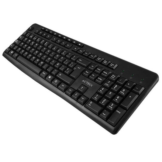 Kit de teclado y mouse ACTECK KT-28, Conectividad inalámbrica 2.4ghz, 105 teclas + 9 multimedia, Compatibilidad Windows xp, vista, 7/ 8 / 10