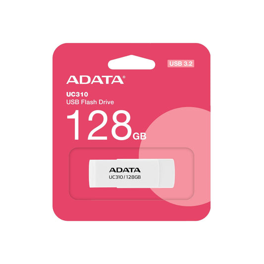 Memoria USB de 128GB UR310 3.2 Gen 1 (retro compatible 3.0 y 2.0), diseño material reciclado sin tapa. BLANCO. UC310-128G-RWH
