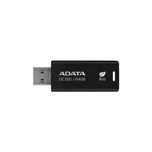 Memoria USB de 256GB UR320 3.2 Gen 1 (retro compatible 3.0 y 2.0), diseño material reciclado sin tapa. Color negro. UC320-256G-RBK/BK