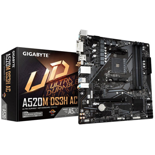 Tarjeta Madre Gigabyte Micro-ATX A520M DS3H AC, S-AM4, AMD A520, HDMI, 128GB DDR4 para AMD