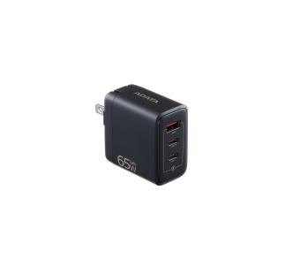 Cargador de pared ADATA, 65W, Admite los estándares de carga rápida PD3.0 y QC 4.0 . Color NEGRO, CHARGERU-0653-QCPDBK