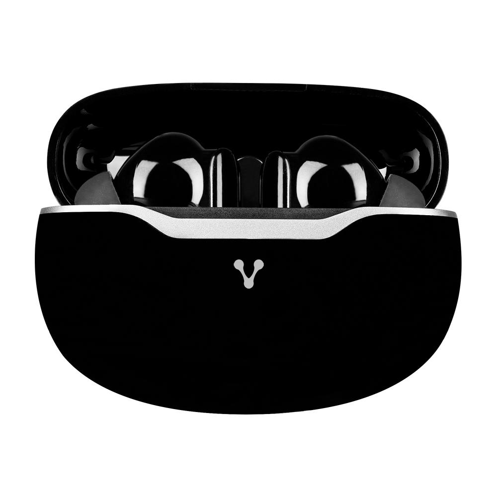 Audífonos bluetooth 5.3 con hasta 18 hrs de reproducción, controles táctiles, función de manos libres y aplicación móvil para configuración, Color Negro