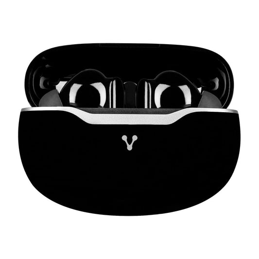 Audífonos bluetooth 5.3 con hasta 18 hrs de reproducción, controles táctiles, función de manos libres y aplicación móvil para configuración, Color Negro