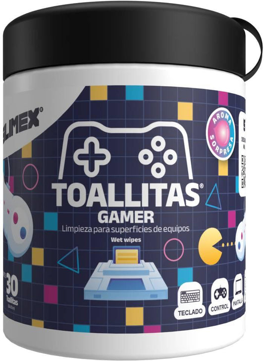 TOALLITAS GAMER CONT. NETO 30 Toallitas 20x20cm Limpieza Impecable, La Higiene que los Gamers Exigen