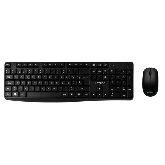Kit Inalámbrico ACTECK KT25, Estándar, Negro, Conectividad: Inalámbrica, Teclas: 105,  2 botones + scroll
