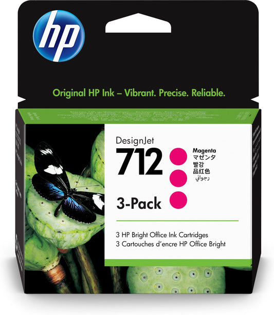 Tinta HP 712, 3ED78A, Magenta 29 ml - 3 Piezas