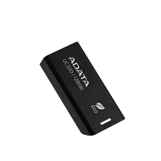 Memoria USB de 128GB UR320 3.2 Gen 1 (retro compatible 3.0 y 2.0), diseño material reciclado sin tapa. Color negro. UC320-128G-RBK/BK