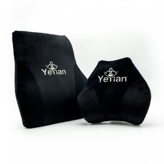 KIT DE ALMOHADA YEYIAN, COJINES MEMORY FOAM CERVICAL Y LUMBAR DE TERCIOPELO,  MOD. YKA-1090
