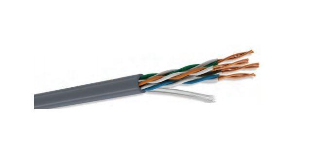 Cable UTP CAT5e para interior, 4 pares, 24 AWG, bobina de 305 mts, 100% cobre, color gris