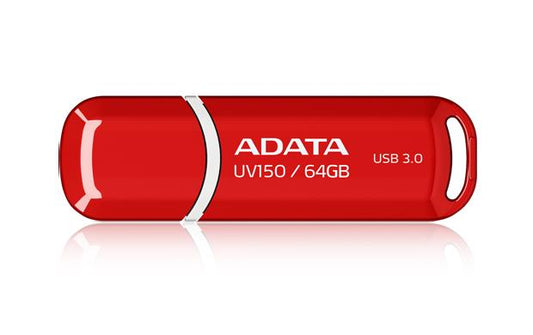 Memoria USB ADATA UV150, Rojo, 64 GB,  USB 3.2 (retrocompatible con 3.0 y 2.0), 100 MB/s