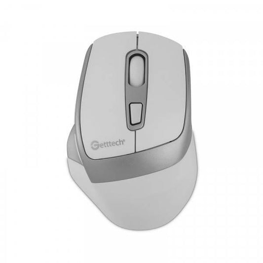 GETTTECH MOUSE INALAMBRICO PARA OFI 6D, SENSOR 725F, ILUMINACION RGB CUSTOM 7200 DPI, 5 BOTON 1 SCROLL, CONECTIVIDAD DUAL, BLANCO GRIS GGM-STDBW-01-WH