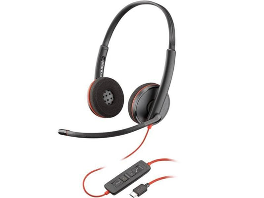 Poly Blackwire 3220, USB-C con adaptador USB-C/A, Alambricos, Binaural