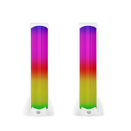 Bocinas 2.0 Gamer Glimm Tower BG575 Balam Rush Conexión Bluetooth/Auxiliar, iluminación LED 3 modos, 10w RMS. Sonido estéreo, Alimentación 5 Vcc 1A, Tipo d