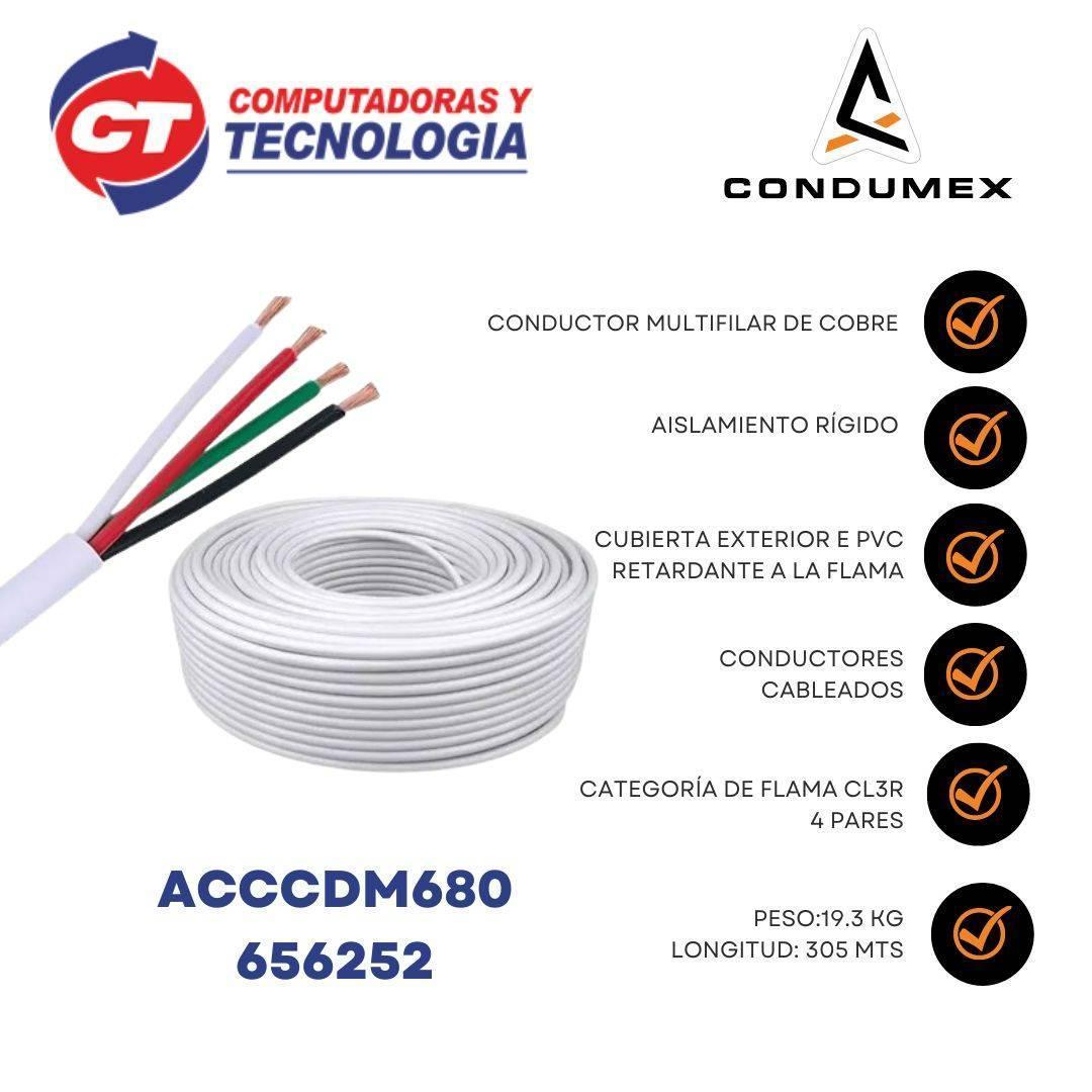 Cable para alarma CL2R, 4/22 AWG, bobina de 350 mt, 100% cobre, color blanco