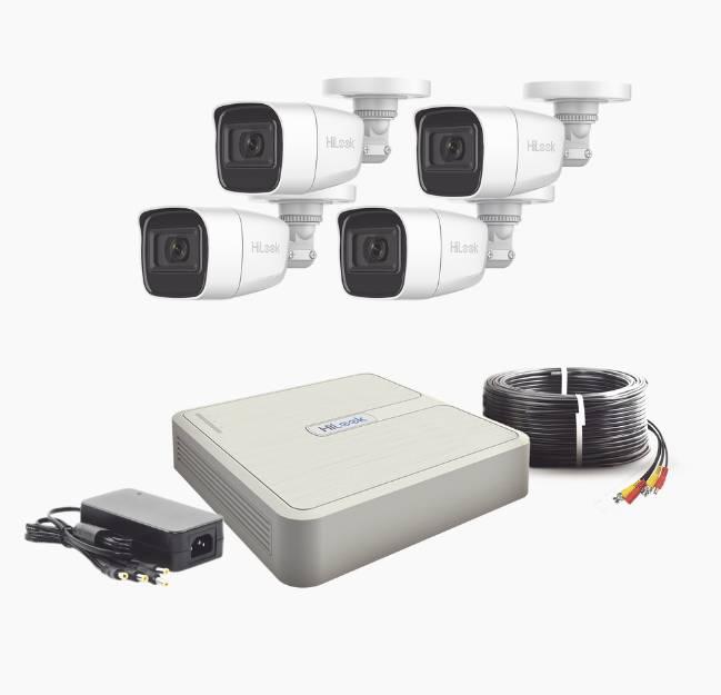 (MICRÓFONO Integrado) Kit TurboHD 1080p Lite / DVR 4 canales / Audio por Coaxitron / 4 Cámaras Bala de Policarbonato con Micrófono Integrado