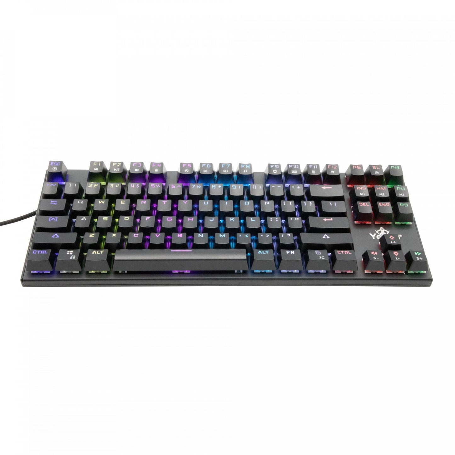 YEYIAN TECLADO GAMING SPARK SERIE 2000, 87 TECLAS, SWITCH AZUL, ANTI GHOSTING N-KEY, 50M DE PULSACIONES, RGB DINAMICO, ACABADO ANTISUDOR, MOD. YAT1804