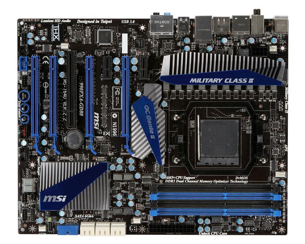 Tarjeta Madre MSI BLUE 990FXA-GD80, Socket: AM3+, CPU (Max Soportado): FX, Chipset: AMD® 990FX+SB950, Memoria DDR3