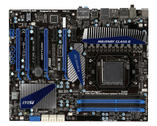 Tarjeta Madre MSI BLUE 990FXA-GD80, Socket: AM3+, CPU (Max Soportado): FX, Chipset: AMD® 990FX+SB950, Memoria DDR3