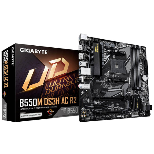 TARJETA MADRE GIGABYTE ATX B550M DS3H AC R2 DDR4, AM4, 32 GB, PARA AMD