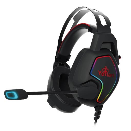 YEYIAN DIADEMA GAMER VICIOUS SERIE 3000, AURICULARES RGB, CON 4 TIPOS DE LUZ, CON MIC ALMOHADILLAS DE CUERO SINTETICO,  USB MODELO: YDV-33403