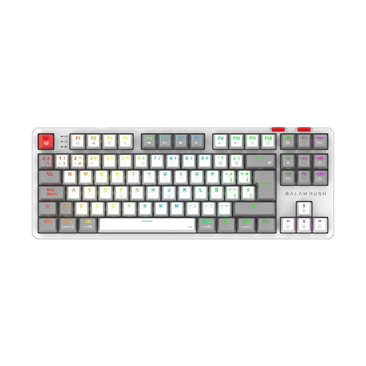 Teclado Gamer Inalámbrico LEVEL PRO GK990 Balam Rush Legend Series, Color Blanco/Gris. BR-940375