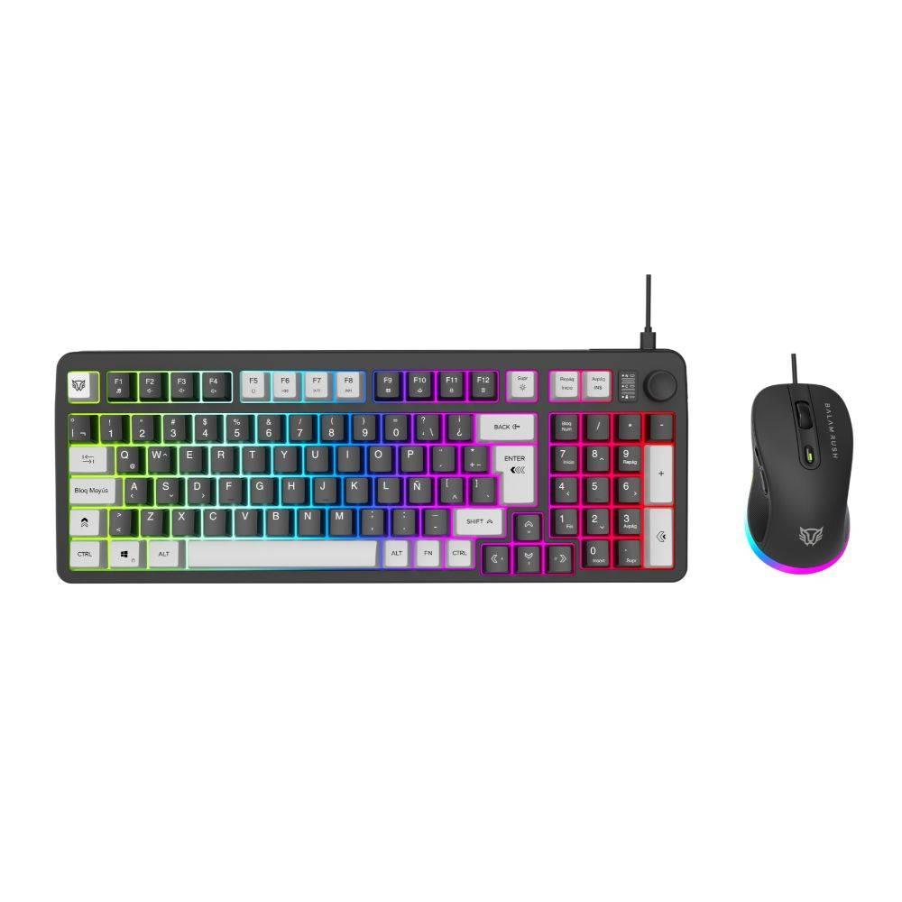 Kit Teclado y Mouse Squad Conquest MG515 Balam Rush Azender Series, Iluminacion RGB, Color Negro. AC-940443