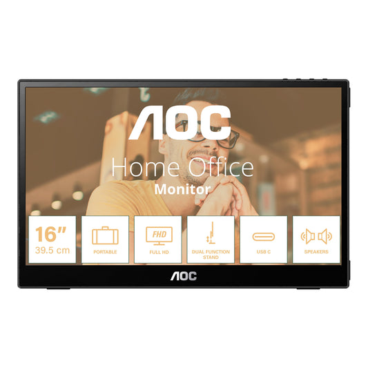 Monitor portátil AOC Modelo 16T3E Led 15.6 Pulgadas (FULL HD) Tiempo de respuesta 4ms