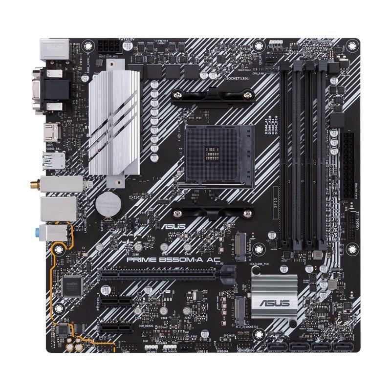 Tarjeta Madre ASUS PRIME B550M-A AC,micro ATX, AMD,Ryzen AM4, PCIe 4, HDMI / D-Sub / DVI, SATA 6 Gbps, USB 3.2 Gen 2, Aura Sync.