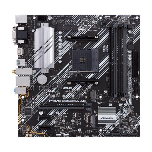 Tarjeta Madre ASUS PRIME B550M-A AC,micro ATX, AMD,Ryzen AM4, PCIe 4, HDMI / D-Sub / DVI, SATA 6 Gbps, USB 3.2 Gen 2, Aura Sync.