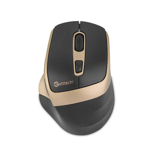 GETTTECH MOUSE INALAMBRICO PARA OFIC 6D, 725F, ILUMINACION RGB CUSTOM, 7200 DPI, 5 BOTON 1 SCROLL, CONECTIVIDAD DUAL, NEGRO DORADO GGM-STDBW-01-GD