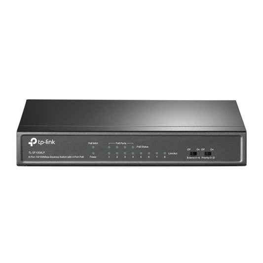 Switch no administrable de 8 puertos 10/100Mbps, con 4 puertos PoE