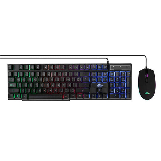 YEYIAN KIT DE TECLADO Y MOUSE PHOENIX, TECLADO 104 TECLAS RETROILUMINACION LED, SILENCIOSAS, MOUSE ILUM  LED 4 BOTONES, 2400 DPI SERIE 2001 YKP-20705