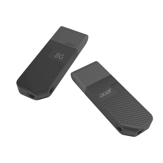 Memoria USB Acer UP200 de 8GB BL.9BWWA.508 30 MB/s Lectura 15MB/s Escritura, acabado plástico. Color Negro