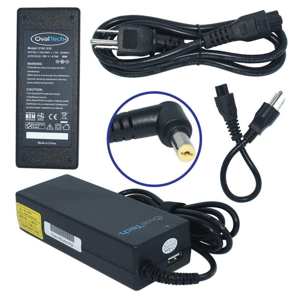 Cargador/adaptador para laptop OVALTECH OTAC-E55 de 90W, 19V , 4.47A  (5.5*1.7)