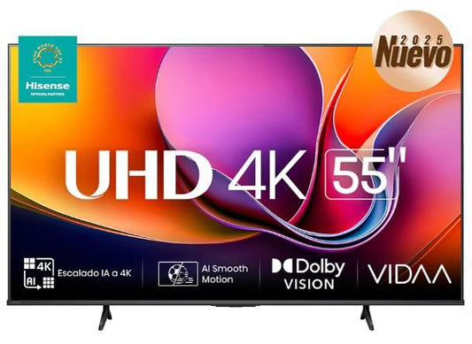 Televisor Hisense 55A65NV, 55 pulgadas, LED 4K UHD, 3840 x 2160 Pixeles, VIDAA SMART TV