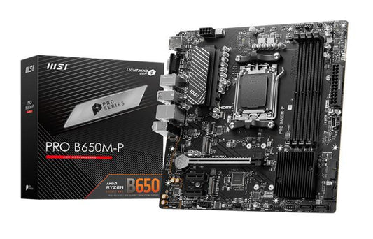 Motherboard MSI PRO B650M-P, Chipset: Amd B650, Upc: Amd Ryzen™ 8000/ 7000 Series Desktop Processors Socket Am5,Capacidad Máxima de Memoria 256Gb