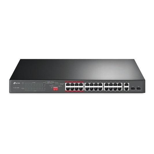 SWITCH POE TP-LINK TL-SL1218MP, 10/100Mbps + 2 Gigabit, Negro, 18,7W, 16 puertos
