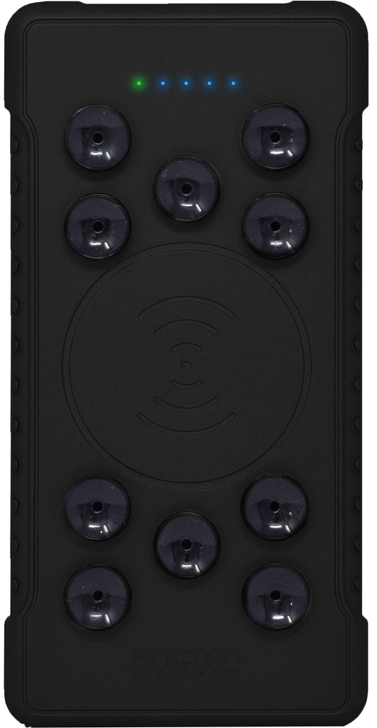 POWERBANK NPW-13QCW Necnon 13000mAh CARGA 3.0 CARGA INALAMBRICA 15W ALAMBRICA 18W MICRO USB 3.0 TIPO C 3.0 VENTOSAS NEGRO NPPB1301QW