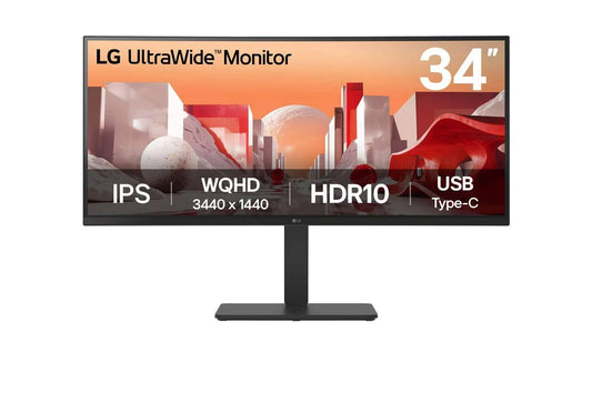 Monitor QHD IPS curvo, 34 Pulgadas con USB Tipo-C™, RJ45, altavoces,100 Hz, soporte ajustable y multipuertos