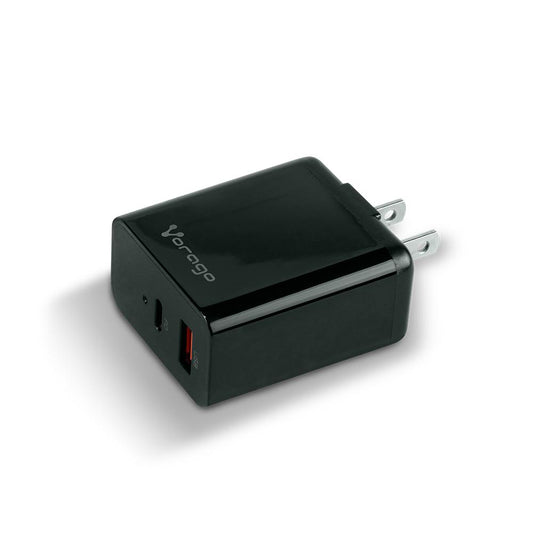 Cargador para pared. Vorago AU-350-BK negro. quick charge/ cargador de pared / Negro. Quick charce 3.0A PD 20w USB A y tipo C negro