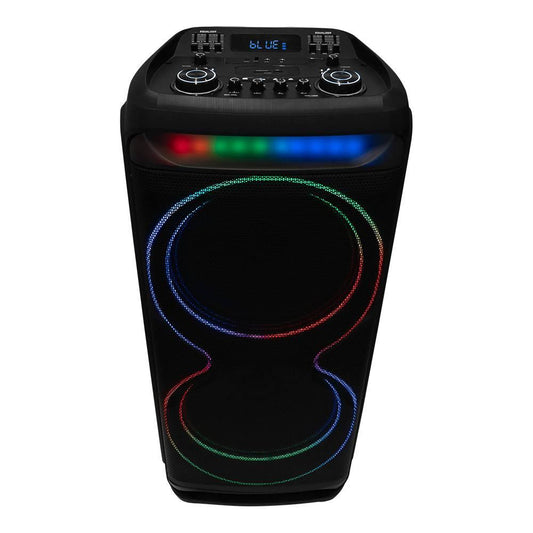 Bafle Vorago KSP-800 Speaker Karaoke doble 15 Pulgadas Bluetooth 5.0 180w Rms ecualizador integrado RGB