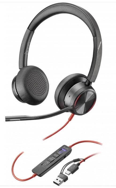 Poly Blackwire 8225, Alambricos, USB-C con adaptador USB-C/A, Binaural, certificacion Microsoft Teams