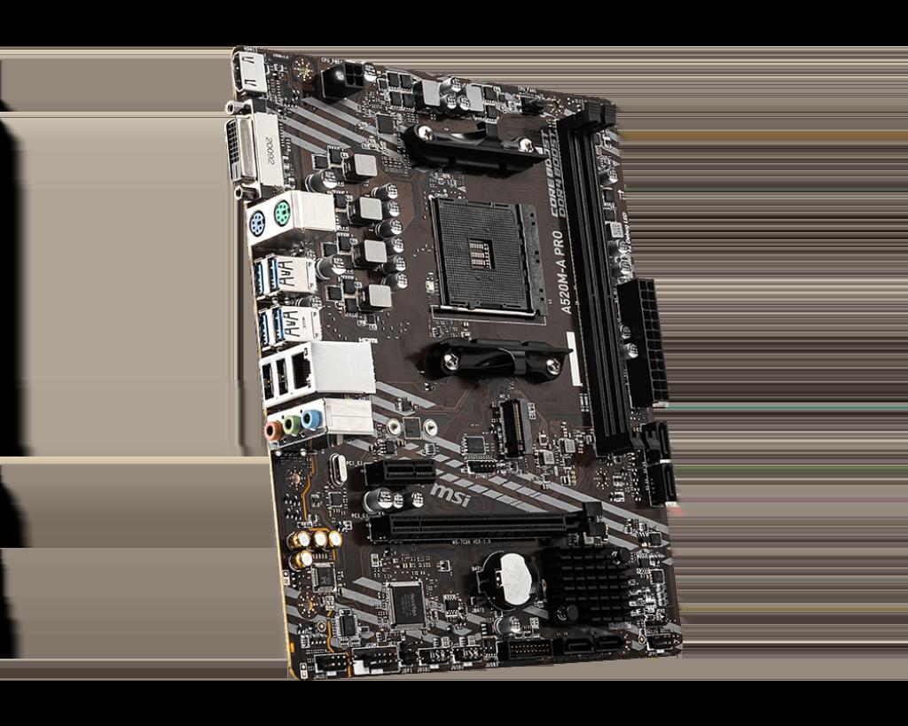 Motherboard MSI A520M-A PRO, Socket AM4, MicroATX, Soporta Procesadores Ryzen 5000 y 3000 y 4000G series